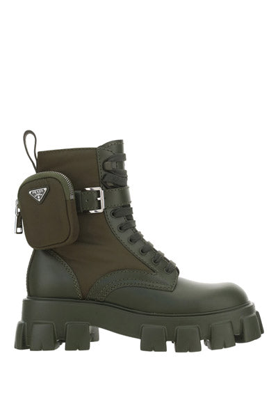 Monolith Leather and Nylon Fabric Boots - Military Green