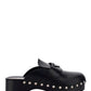 Studded Leather Clogs - Black