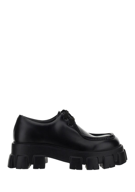 Monolith Brushed Leather Lace-up Shoes - Black