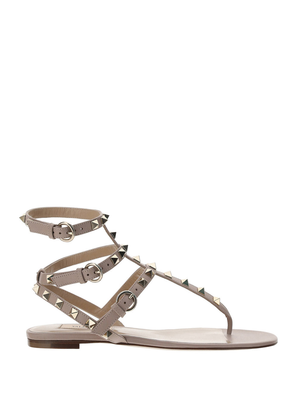 Rockstud Calfskin Flat Flip-Flop Sandal - Poudre