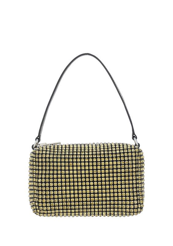 Heiress Medium Pouch in Rhinestone Mesh - Yellow