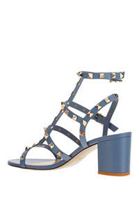 Rockstud Calfskin Ankle Strap Sandal 60 MM - Azure