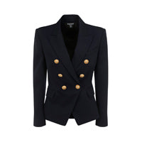 Wool Double-Breasted Jacket - Navy.