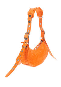 Le Cagole XS Shoulder Bag Crocodile Embossed - Orange