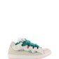 Leather Curb Sneakers - Pink / Turquoise