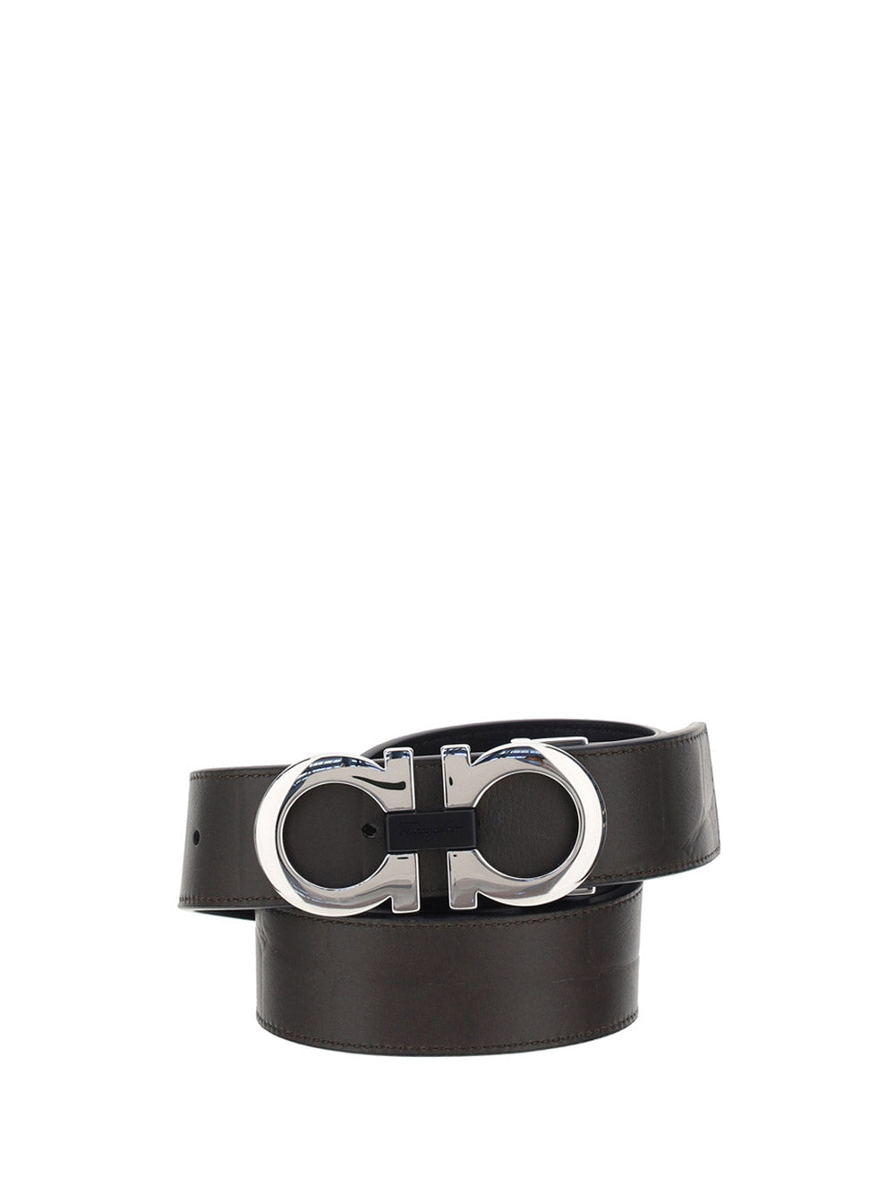 Reversible And Adjustable Gancini Belt - Brown