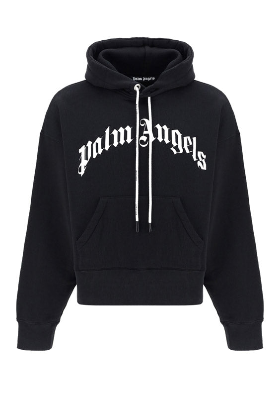 Curved Logo Hoodie - Black White