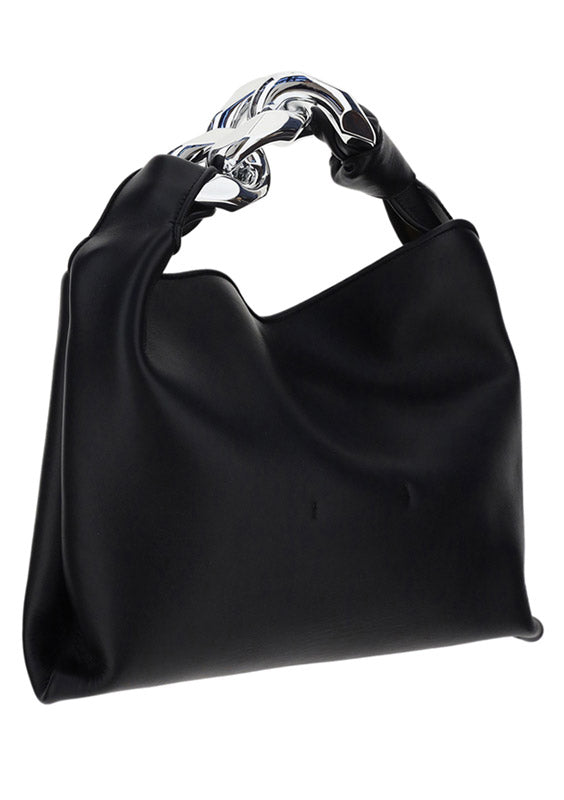 Small Chain Hobo Shoulder Bag - Black