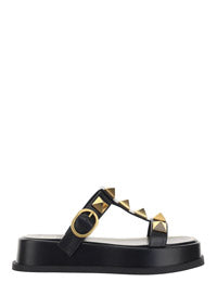 Roman Stud Flatform Sandals - Black
