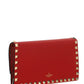 Rockstud Grainy Calfskin Chain Pouch - Red
