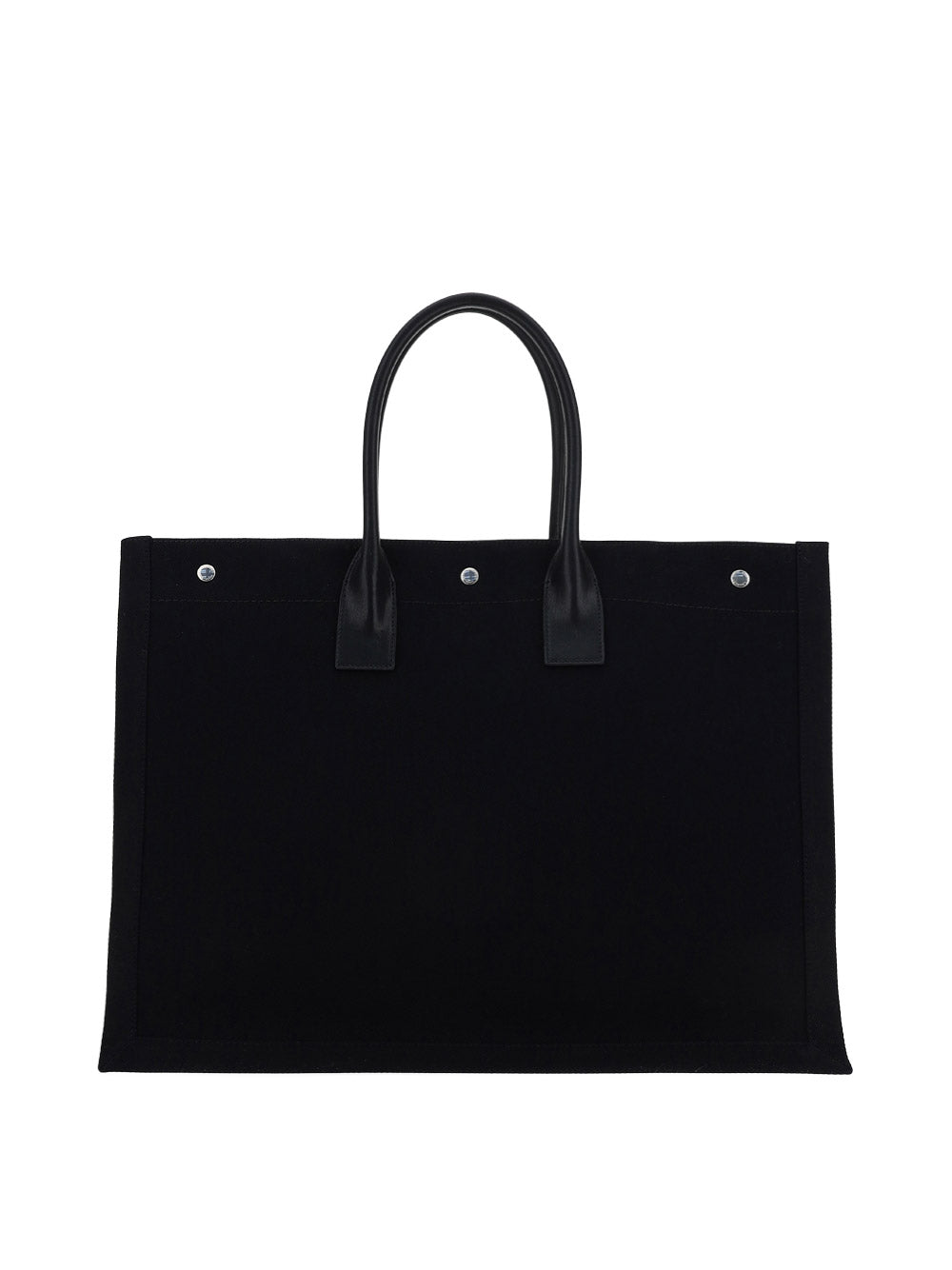 Rive Gauche Tote Bag In Linen & Leather - Black