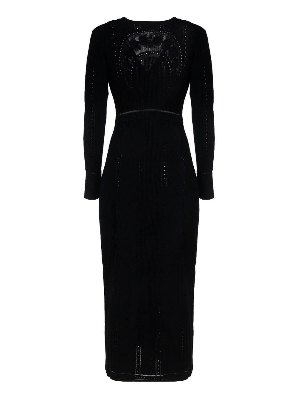 Lunar-Pointelle Knit Cardigan Dress - Black