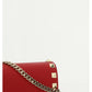 Rockstud Grainy Calfskin Chain Pouch - Red