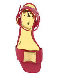 One Stud Flat Sandal in Calfskin With Maxi Stud Embellishment - Blossom