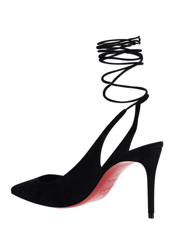 Lace-Up Kate Suede 85 Pumps - Black