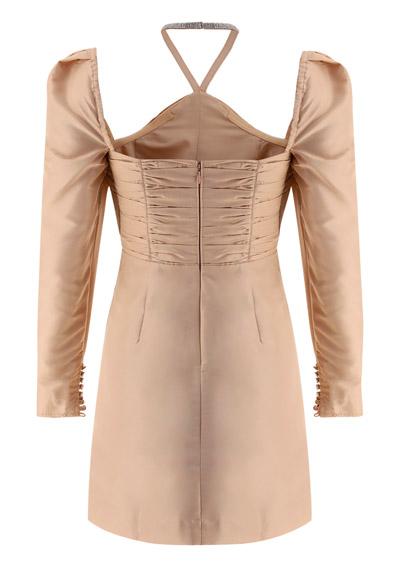 Taffeta Mini Dress -Taupe