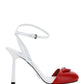 Brushed Leather Pumps - White / Red