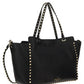 Medium Grainy Calfskin Rockstud Bag - Black