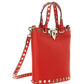 Rockstud Grainy Calfskin Small Tote - Red