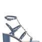 Rockstud Calfskin Ankle Strap Sandal 60 MM - Azure