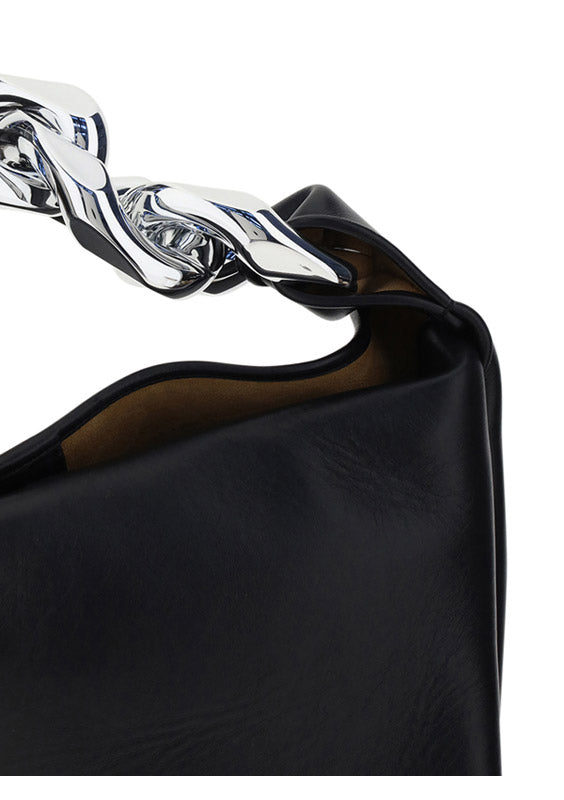 Small Chain Hobo Shoulder Bag - Black