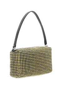 Heiress Medium Pouch in Rhinestone Mesh - Yellow