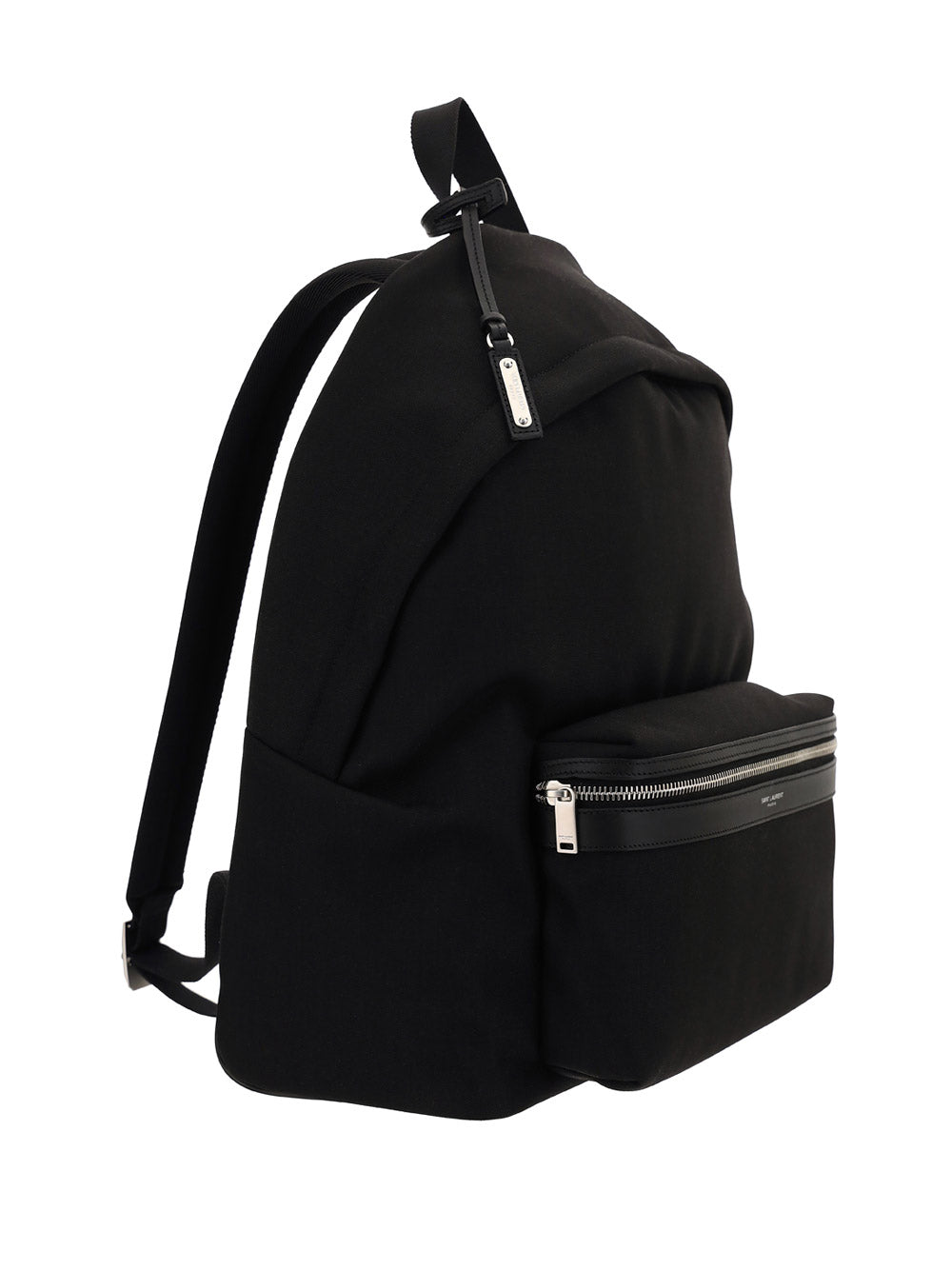 City Backpack In Nylon Canvas And Leather - Black