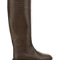 FF Karligraphy Motif Boots In Crocodile-Embossed Leather - Brown