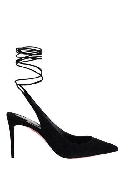 Lace-Up Kate Suede 85 Pumps - Black