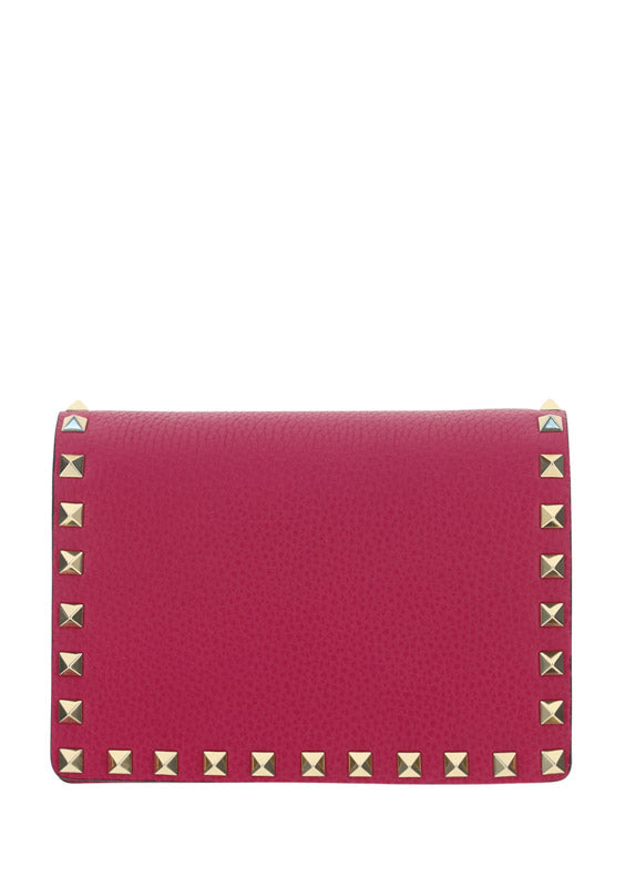 Rockstud Calfskin Chain Pouch - Blossom