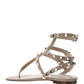Rockstud Calfskin Flat Flip-Flop Sandal - Poudre