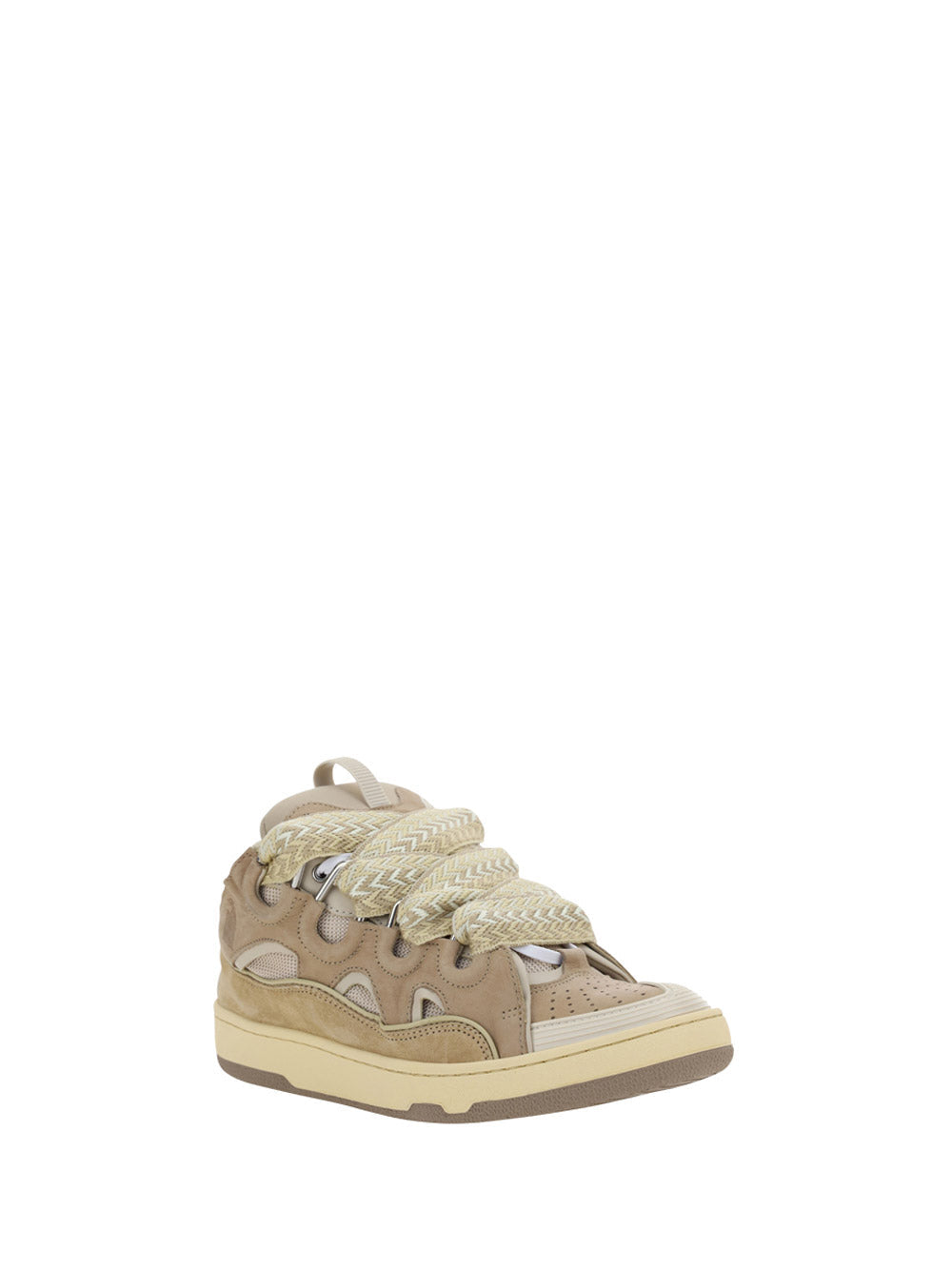 Leather Curb Sneakers - Ecru