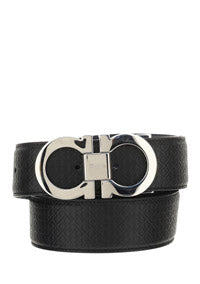 Reversible And Adjustable Gancini Belt - Black \ Navy