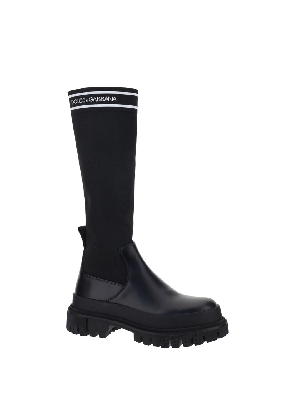 Calfskin and Stretch Mesh Boots - Black