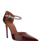 Ursina Crystal Strap Pumps in Patent Leather - Bordeaux