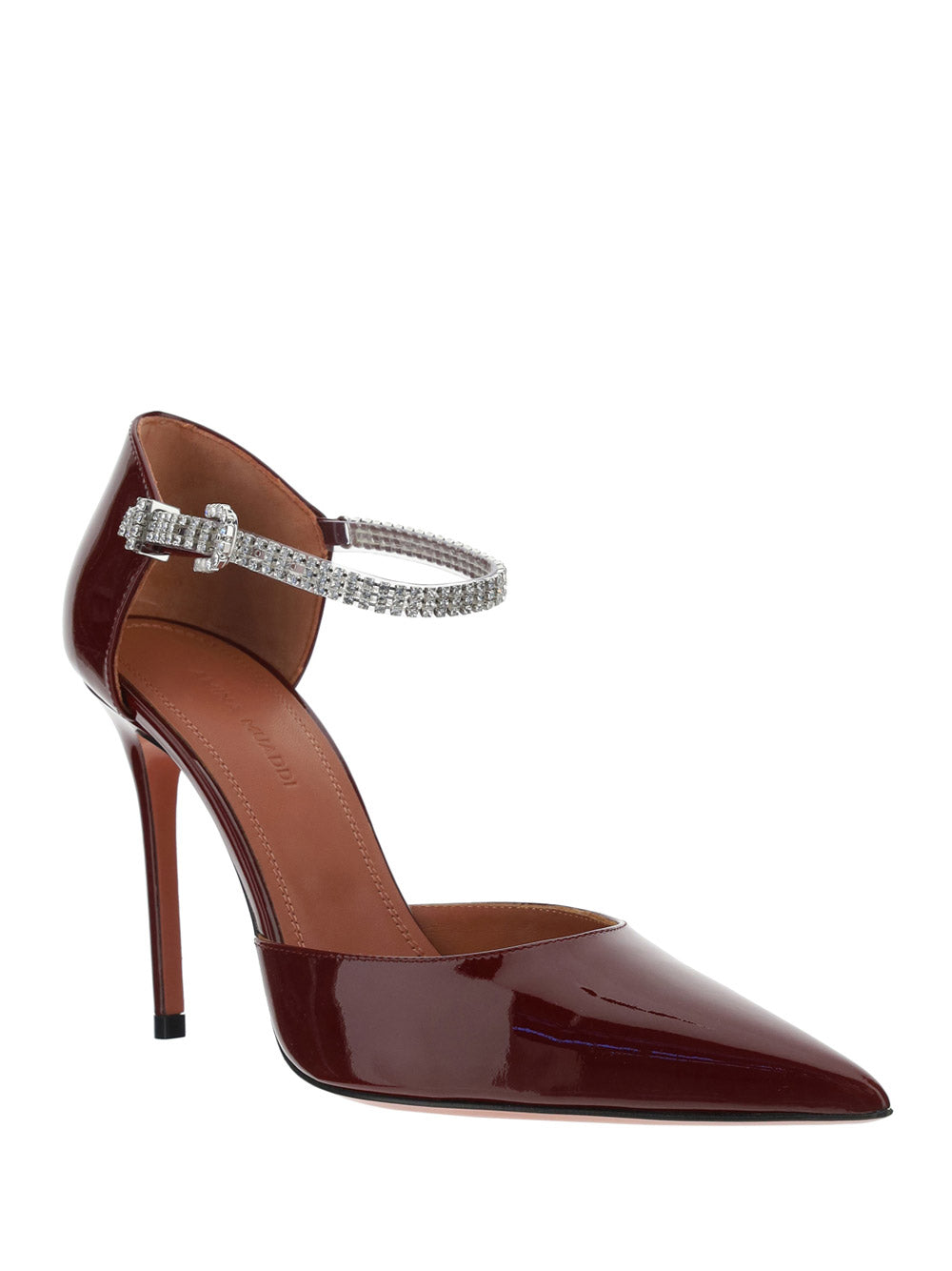Ursina Crystal Strap Pumps in Patent Leather - Bordeaux