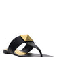 One Stud Calfskin Flat Thong Sandal - Black