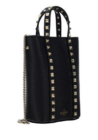 Rockstud Calfskin Leather Tote - Black.