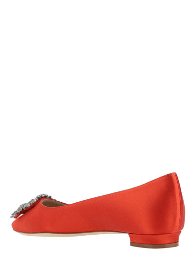 Hangisi Satin Flats - Red