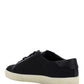 Court Classic SL/06 Embroidered Sneakers In Canvas And Smooth Leather - Black