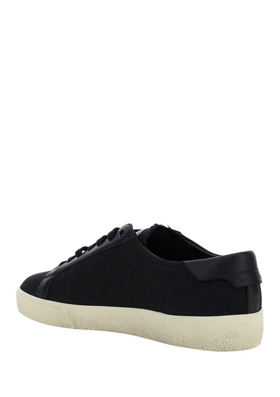 Court Classic SL/06 Embroidered Sneakers In Canvas And Smooth Leather - Black