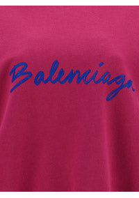 Brushstroke Logo Print Crewneck Sweatshirt - Fuchsia