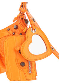 Le Cagole XS Shoulder Bag Crocodile Embossed - Orange