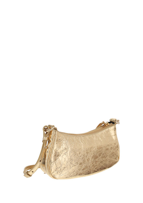 Le Cagole Mini Purse With Chain Metallized With Rhinestones - Golden