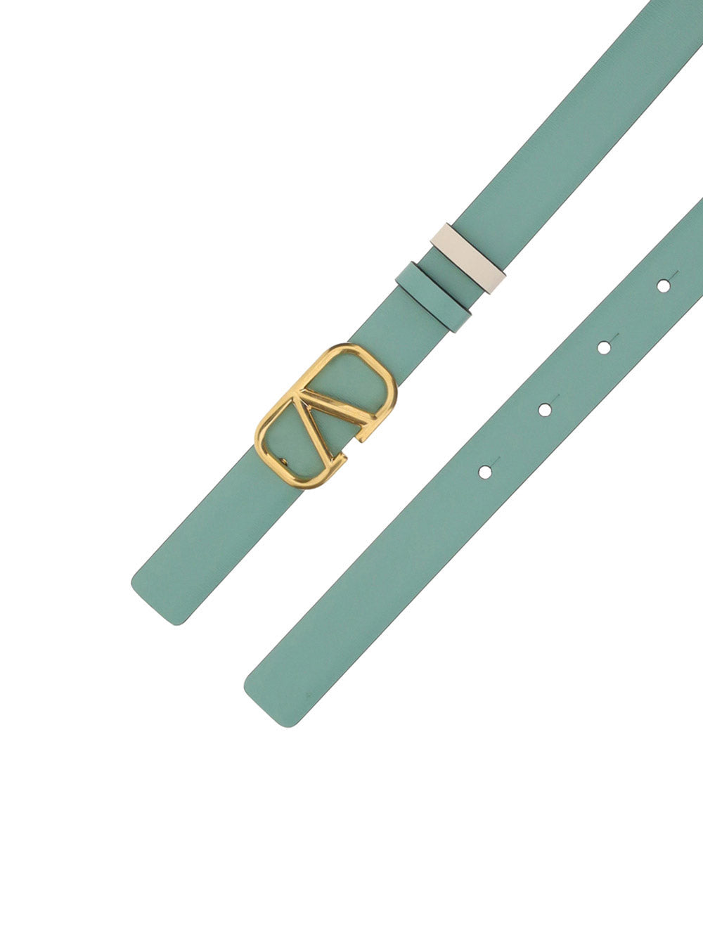 Reversible Vlogo Signature Belt In Shiny And Metallic Calfskin 20MM - White / Mint