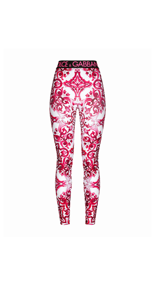 Majolica-print jersey leggings - Multicolor