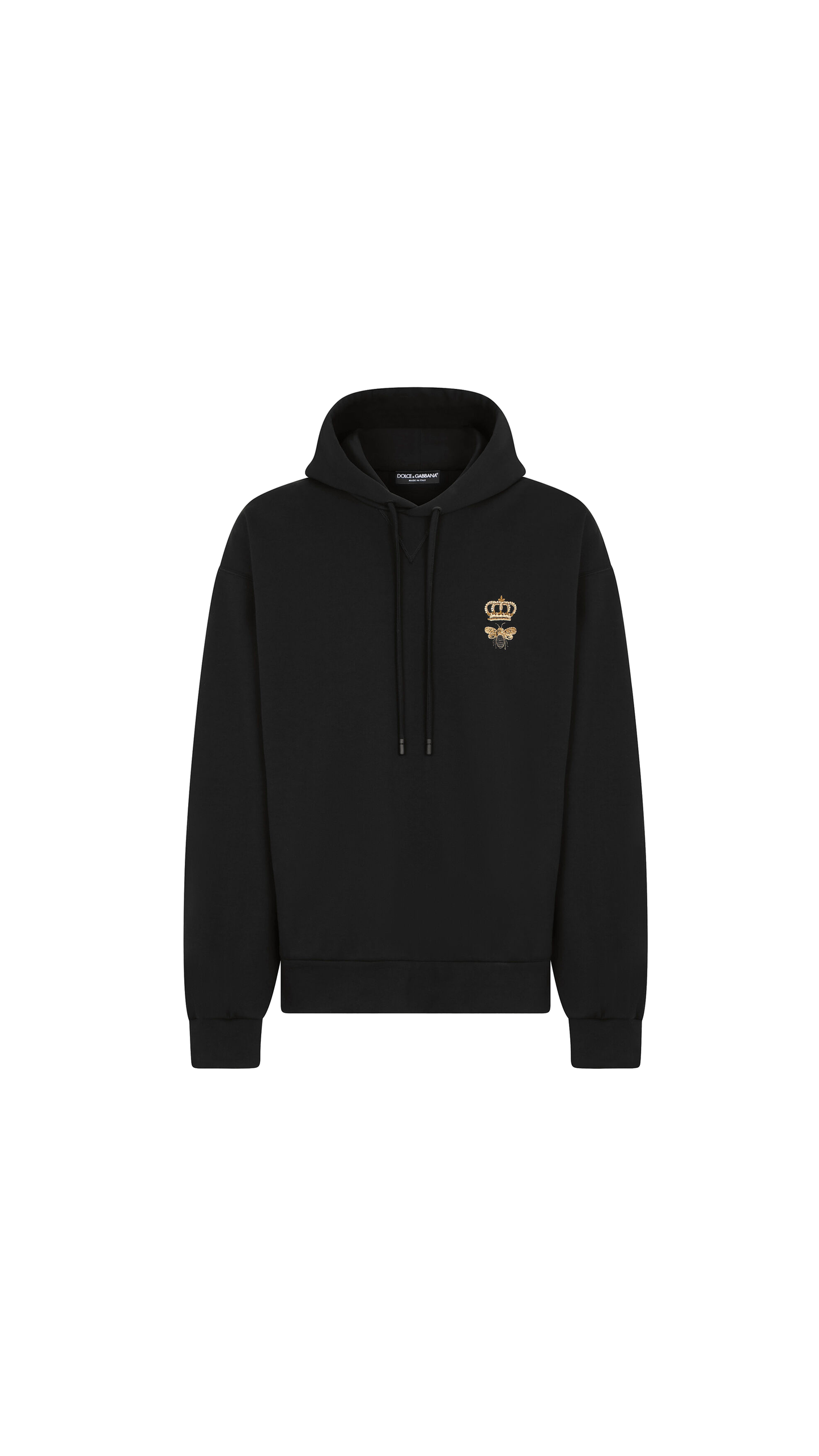 Jersey Hoodie With Embroidery - Black
