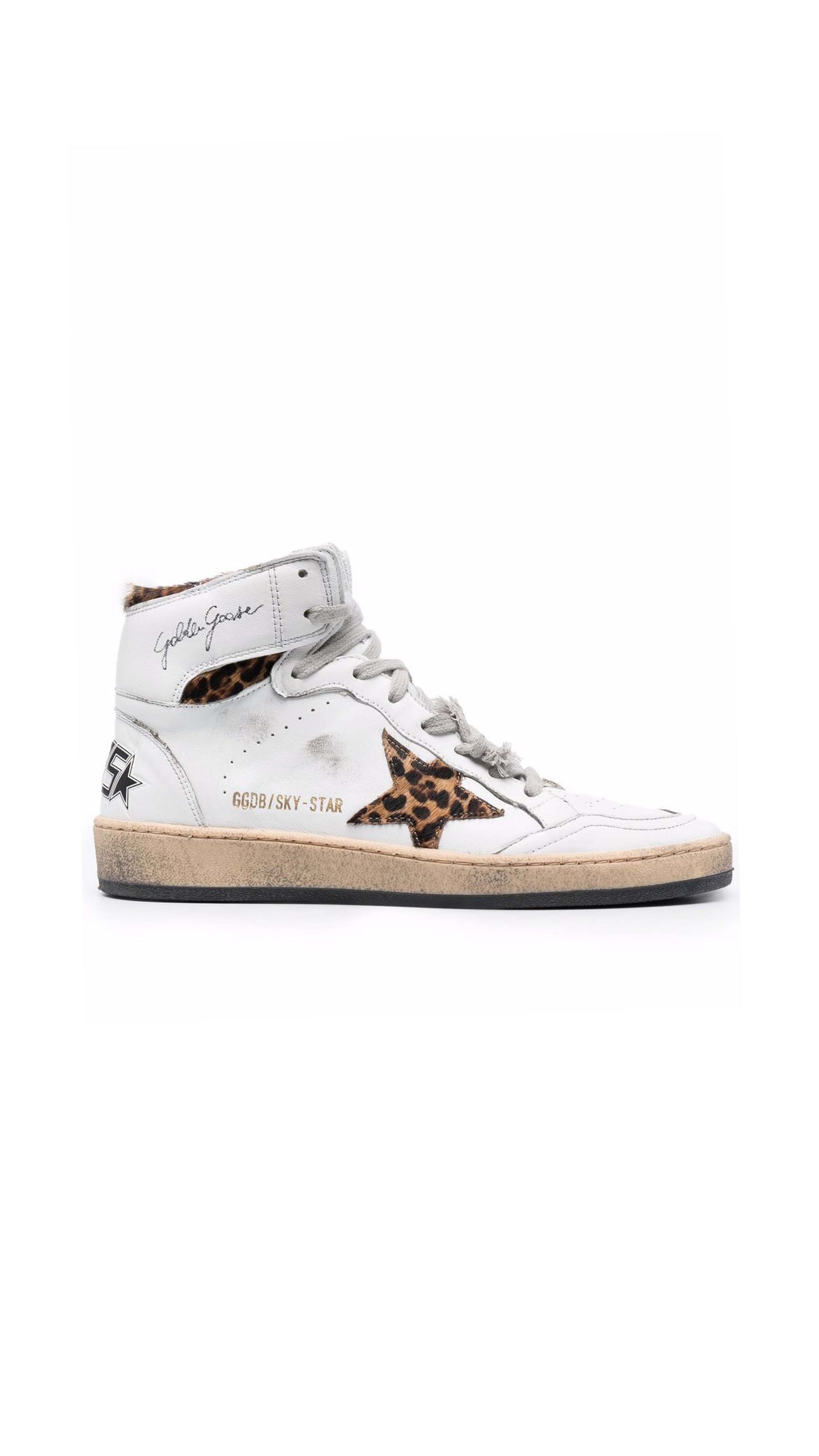 Sky Star Sneakers - White / Leopard