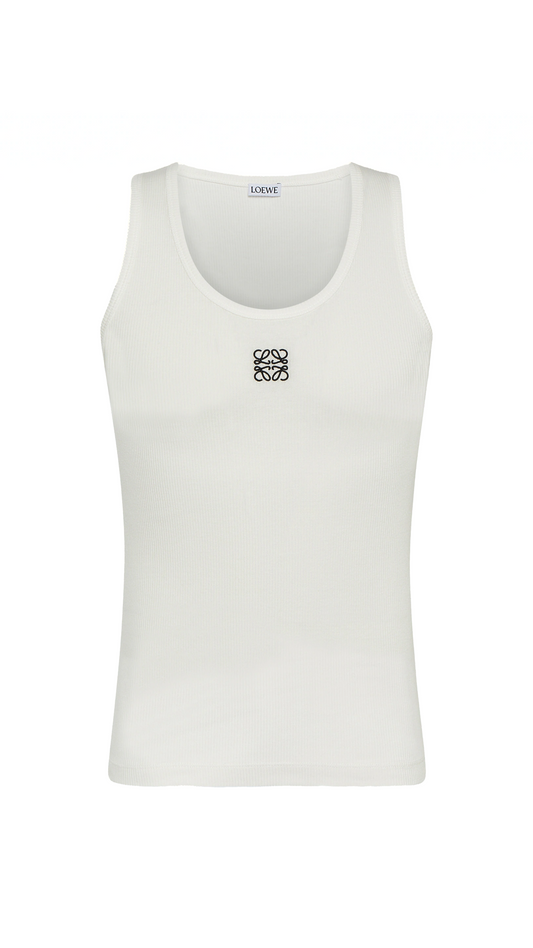 Anagram Tank Top in Cotton - White