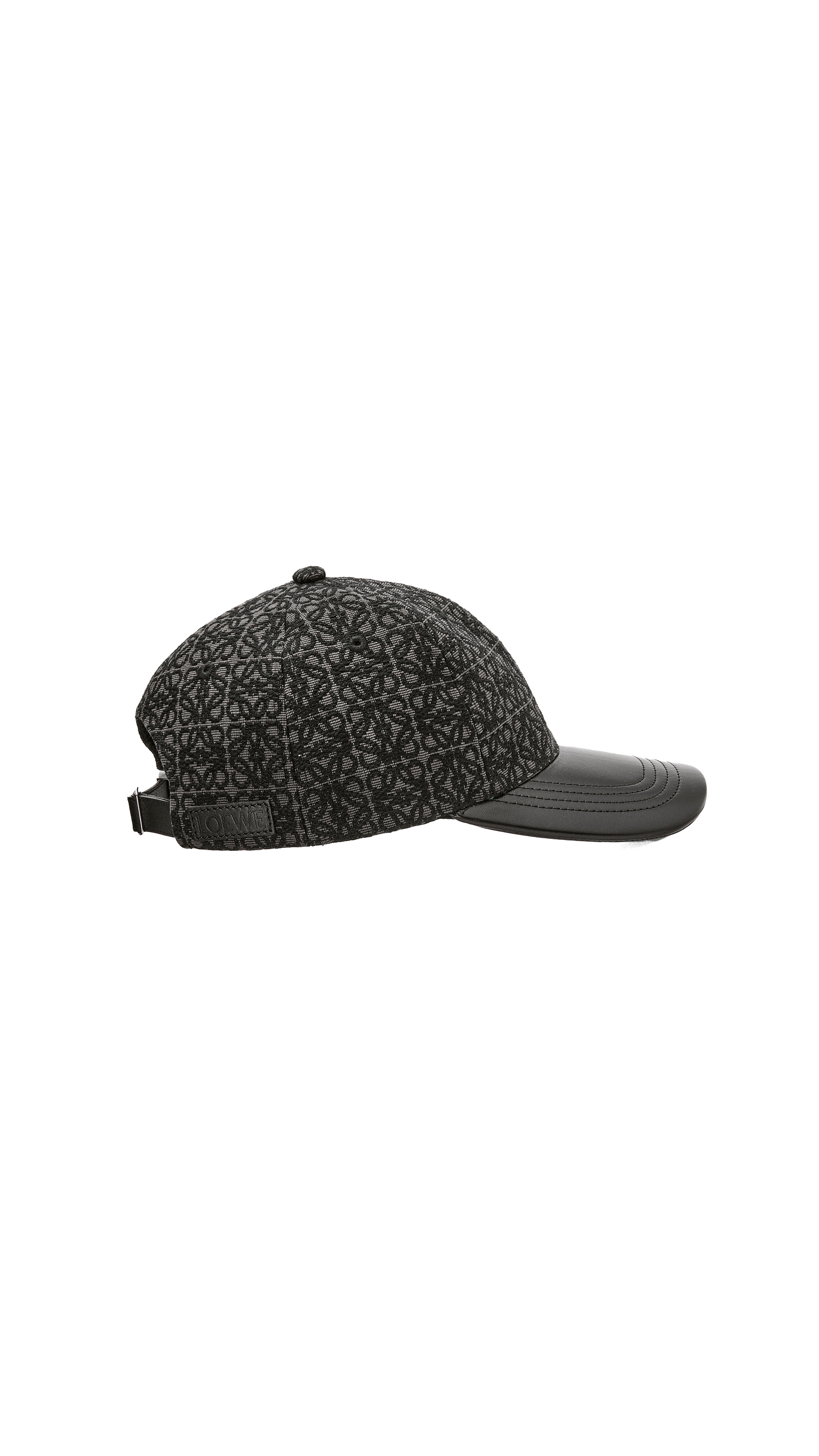 Anagram Cap In Jacquard and Calfskin - Anthracite / Black
